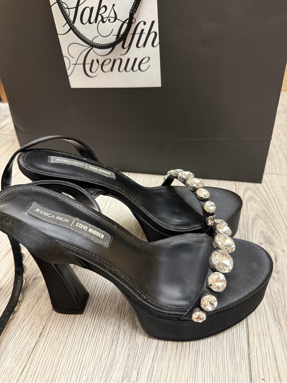 Black Jeweled Platform Sandals